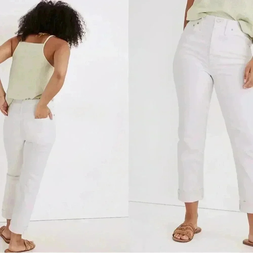 Madewell The High-Rise Slim Boyjean Jeans in Tile White size 26